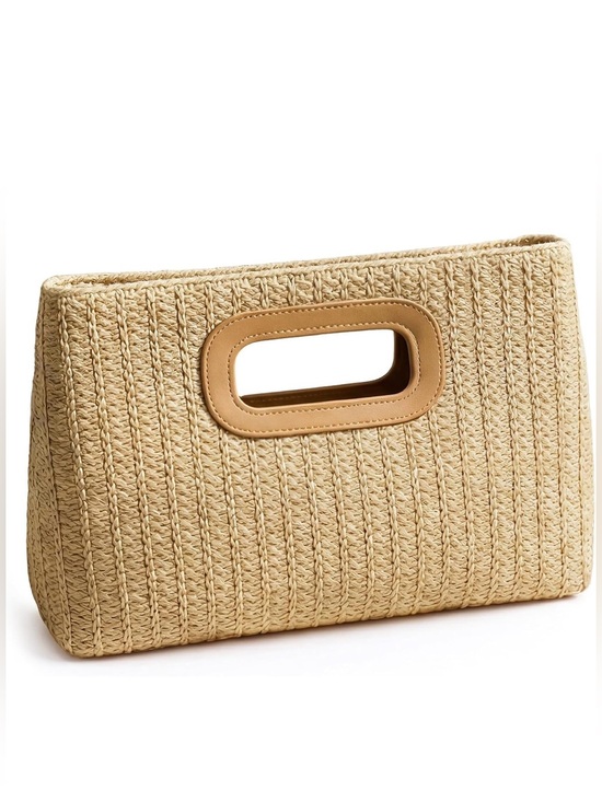 Handbags - Woven Straw Clutch Bag in Natural